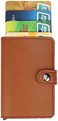 Credit Card Wallet , RFID Blocking Wallet Slim Front Pocket Design, Automatic Pop-up,Best Minimalist Wallet. (Brown)