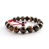Tiger Eye Gem Beads Tibetan Buddhist Prayer Mala Bracelet with Free Bag