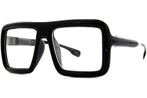 grinderPUNCH Thick Square Frame Clear Lens Glasses Eyeglasses Super Oversized Fashion and Costume 2 Pack - Matte Black