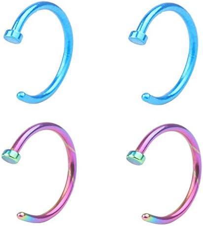 RJ Surgical Stainless Unisex 18G Nose Rings Hoop Nose Piercing Body Jewelry 8mm 4-6pcs