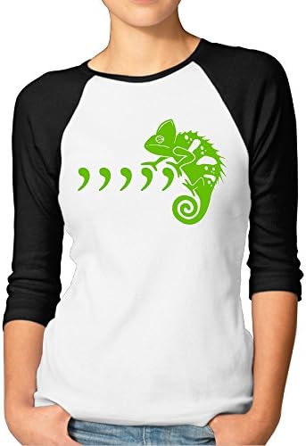 Comma Chameleon Womens Funny Baseball 3/4 Sleeve T-shirts