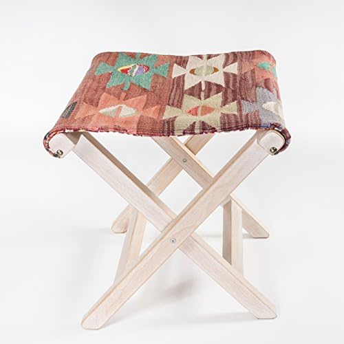 Portable bohemian stool, kilim rug chair and table base
