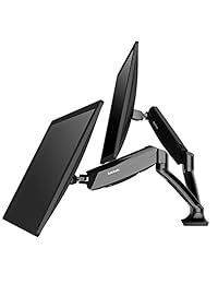 Loctek - Soporte para monitores de brazo de monitor dual, muelle de gas giratorio a todo movimiento para monitor LCD de 10 a 27 pulgadas (soporte de escritorio de brazo dual)