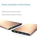 Vinsic 20000mAh Power Bank, Dual USB Portable External Battery Charger for Smartphones and Tablet PC, Golden