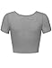 FPT Womens Basic Short Sleeve Scoopneck Crop Top HEATHER GRAY MEDIUM