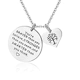 'You are braver than you believe' + 'She believed she could so she did' with Heart Tree of Life Necklace