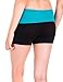 CC 2 Pack Nylon Spandex Tribal Pattern Fold Over Yoga Shorts (Small/Medium, Red/Teal)