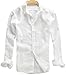 Youhan Men's Long Sleeve Fitted Linen Shirt Medium White