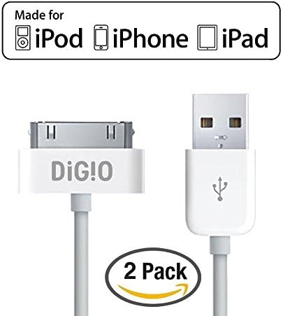 2 x Apple iPhone 4 4s Charger Cable Charging Cord Sync Dock Connector Data USB Cable for iPhone 3GS 3G 3, iPad & iPod - 3.3 ft feet - 30 Pin USB Charger - White - NEW - 1 Year Replacement Warranty