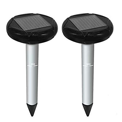 ELLASSAY Upgrade Mole Repellent, 2 Pack Ultrasonic Animal Repellent Solar Powered Gopher and Vole Chaser Humane Rodent Repeller