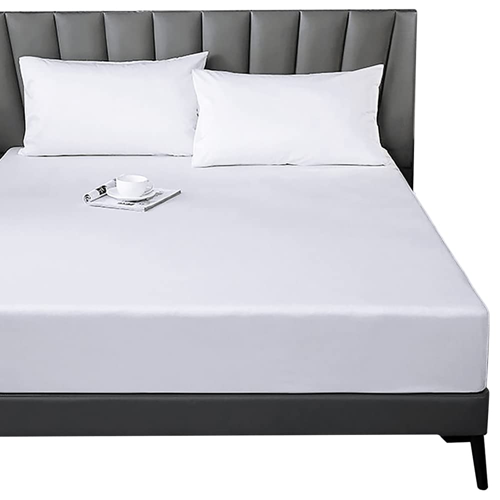 Lirex Fitted Sheets King Size,100% Cotton 300 Thread Count Soft Breathable Deep Pocket up to 12" / 30cm,White