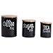 DII Kitchen Accessories Retro Collection, Ceramics, Canister Set, Black, 3 Piece