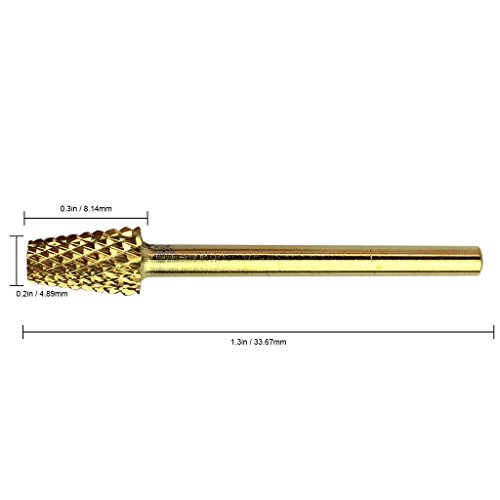 Beauticom 3/32" USA Safety Nail Carbide Bit - Flat Top Tapered Barrel Back Fill Bit for Electric Dremel Drill Machine (CB-14 GOLD)