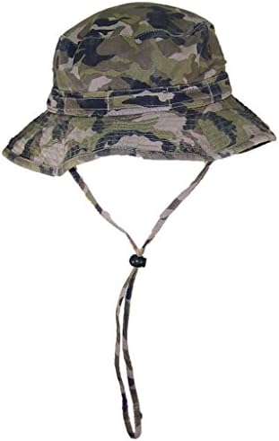 SOLID WING Floppy/Bucket Summer Hat W/Snap Up Sides, Chin Strap & Mesh Air Holes - Camo Large