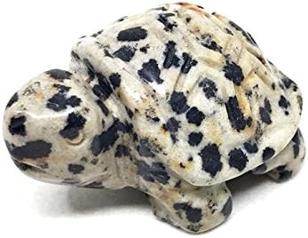 Nelson Creations Dalmatian Jasper Turtle Gemstone Animal Carving Charm Totem Figurine | 1.5"
