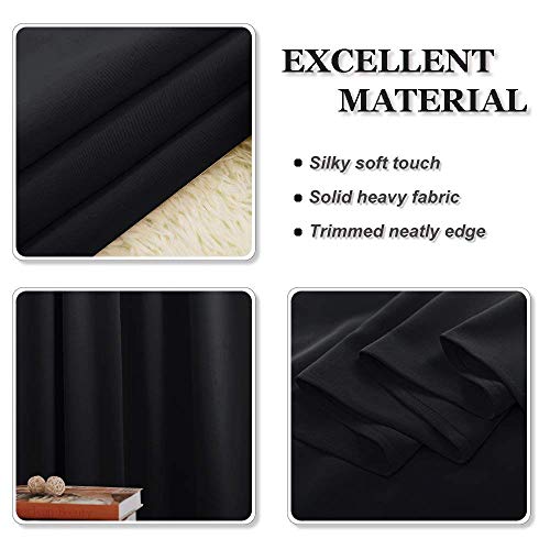 PONY DANCE Door Curtain Blackout Curtains Kitchen Curtain Window and Door 60 x 240 cm Curtain Bedroom Thermal Insulated Curtains Cold and Heat Living Room Curtains, 2 Pieces, Black