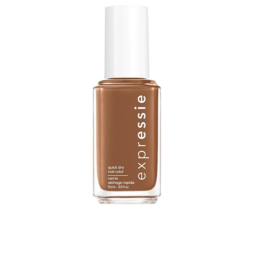 essie Expressie Nail Polish Quick Dry Formula, No Base Coat and Top Coat Needed, Vegan, Angled Brush, Caramel Brown Nail Varnish 70 Cold Brew Crew