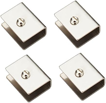 FYRONDY Adjustable Frameless Stainless Steel Rectangle Glass Shelf Clamp Clip 4 packing (Large)