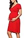 Jinson Women's Maternity Midi dress Pleated Skirt Knee Length Empire Waist Dress