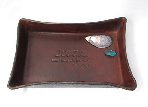 Twin Saints Religious Gift. St. Francis of Assisi Quotation Leather Tray for Confirmation or First Communion.