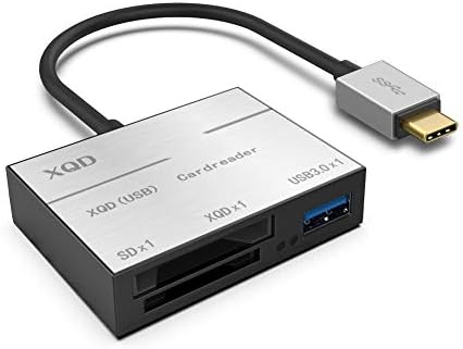 Foerteng Durable Aluminum Alloy Type C to XQD SD Card High Speed Reader USB3.0 HUB Compatible with USB3.0 and 2.0 for Sony G Series Lexar USB Mark Cards Support Windows Mac OS System