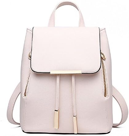 Haolong Girls Ladies Candy Backpack Fashion Shoulder Bag Soft PU Leather Bag (White)