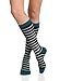 VIM & VIGR Women's 15-20 mmHg Compression Socks: Nautical Stripes - Mint, Black, Turquoise (Nylon) (Small)