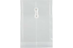 JAM PAPER Plastic Envelopes with Button & String Tie Closure - 6 1/4 x 9 1/4 - Clear - 12/Pack