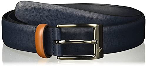 Original Penguin Cinto masculino de couro Saffiano de 32 mm, Azul marino, 36