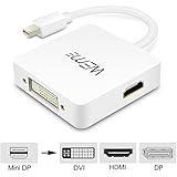 WEme 3-in-1 Mini DisplayPort (Thunderbolt Port Compatible) to HDMI/DVI/DisplayPort Converter Adapter Cable for Macbook, Macbook Pro, Macbook Air, IMac, Mac Mini, Microsoft Surface Pro and More, White