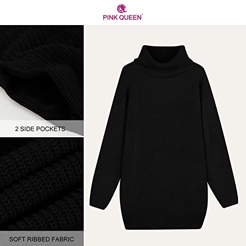 Pink Queen Women's Loose Turtleneck Oversize Long Pullover Sweater Dress  Black L in Kenya | Whizz Pullovers
