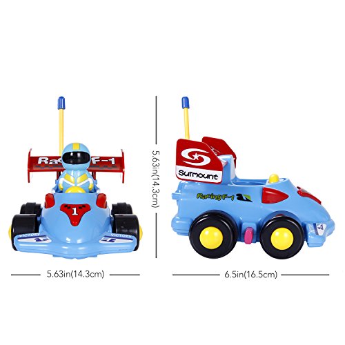 IFixer RC Remote Control Race Car Cartoon Racing Driver for Toddlers Baby Boys, Blue