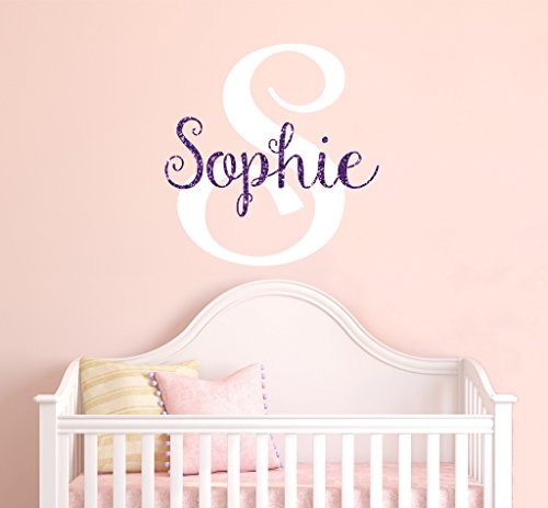 Nursery Purple Sparkle Custom Name Wall Decal Sticker, 23