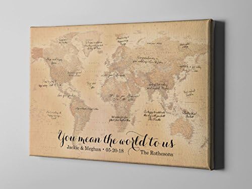Canvas Guest Book, Rustic World Map Guest Book, Travel Themed Signatures Book, Destination Wedding GuestBook Ideas - CGB127