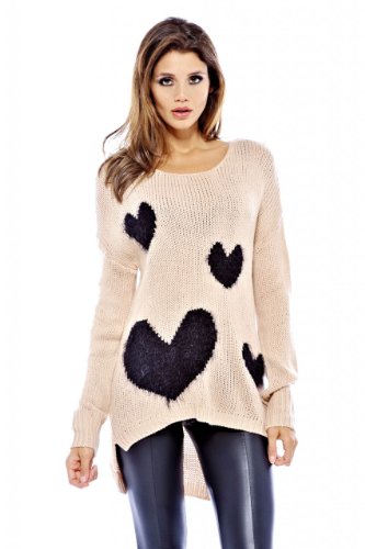AX Paris Knitted Multi Heart Sweater(Pink, Size:S/M) AX Paris Knitted Multi Heart Sweater(Pink, Size:S/M)