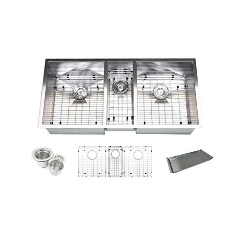 Contempo Living Inc Triple Bowl 42-inch Stainless Steel Undermount Zero Radius Kitchen Sink (16 Gauge Combo)
