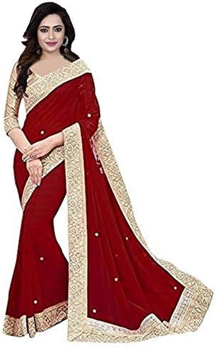 Women's Georgette Sarees With Blouse(pitchpatta)
