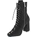 CAPE ROBBIN GD77 Women's Lace-up Size Zipper Block Heel Ankle Booties