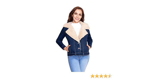 DEVENDI DENIM CO. Chamarra de Mezclilla para Mujer con Interior de Borrego  : Amazon.com.mx: Ropa, Zapatos y Accesorios