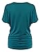 Made By Johnny MBJ WT1037 V Neck Short Sleeve Dolman Top with Side Shirring XXL Teal