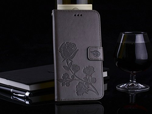 Scheam iPhone 7 Plus iPhone 8 Plus Wallet Leather Case Protective Durable Phone case Shell Folio flip Cell Phone Cover Bag Card Slots,Cash Pocket,Grey