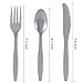 WDF 360 Silver Plastic Silverware- Disposable Hammered Gray Plastic Cutlery - Plastic Flatware inluding: 120 Gray Forks, 120 Gray Spoons, 120 Gray Knives