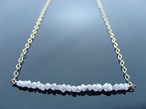 Genuine White Raw Diamond 14k Gold Filled or Sterling Silver Necklace