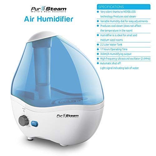 Cool Mist Humidifier, 11 Variable Mist Control Settings, Nightlight, Superior Ultrasonic 2.2 Liter Whisper-Quiet Operation, Ideal for Baby Rooms, Auto Shut-Off, 20 hours Operating Time