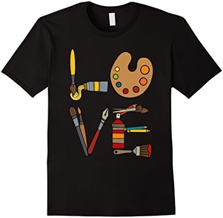 Mens Love - Cool Art Tools Collage T-Shirt Large Black