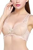 Intimate Portal Women Danielle Wire Free Pocketed Bra Wireless Comfort with Pockets Beige 36C