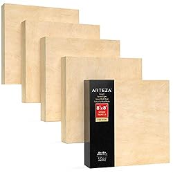 Arteza Wooden Canvas Board, 8x8 Inch, Pack of