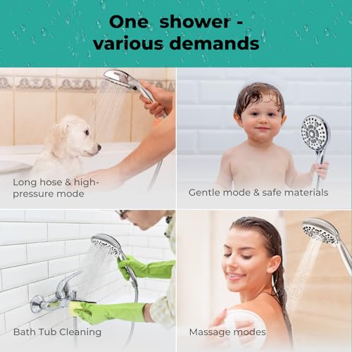LOKBY High Pressure 6Settings Shower Head with Handheld 5'' Powerful