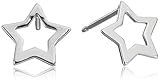Rhodium Plated Sterling Silver Cutout Star Stud Earrings