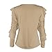 2018 Ruffle Long Sleeve T Shirt for Women Lace Crewneck Top Loose Blouse Evening